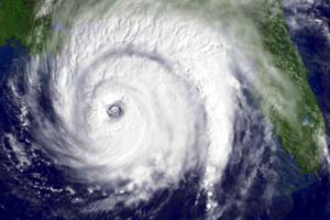 NOAA satellite image of Hurricane Ivan taken Sept. 15, 2004, at 11:15 a.m. EDT before slamming into the USA Gulf Coast.